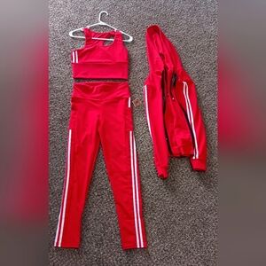 BRAND NEW WITH TAGS! Red, 3 piece FASHION Jogging suit, size MEDIUM, active wear